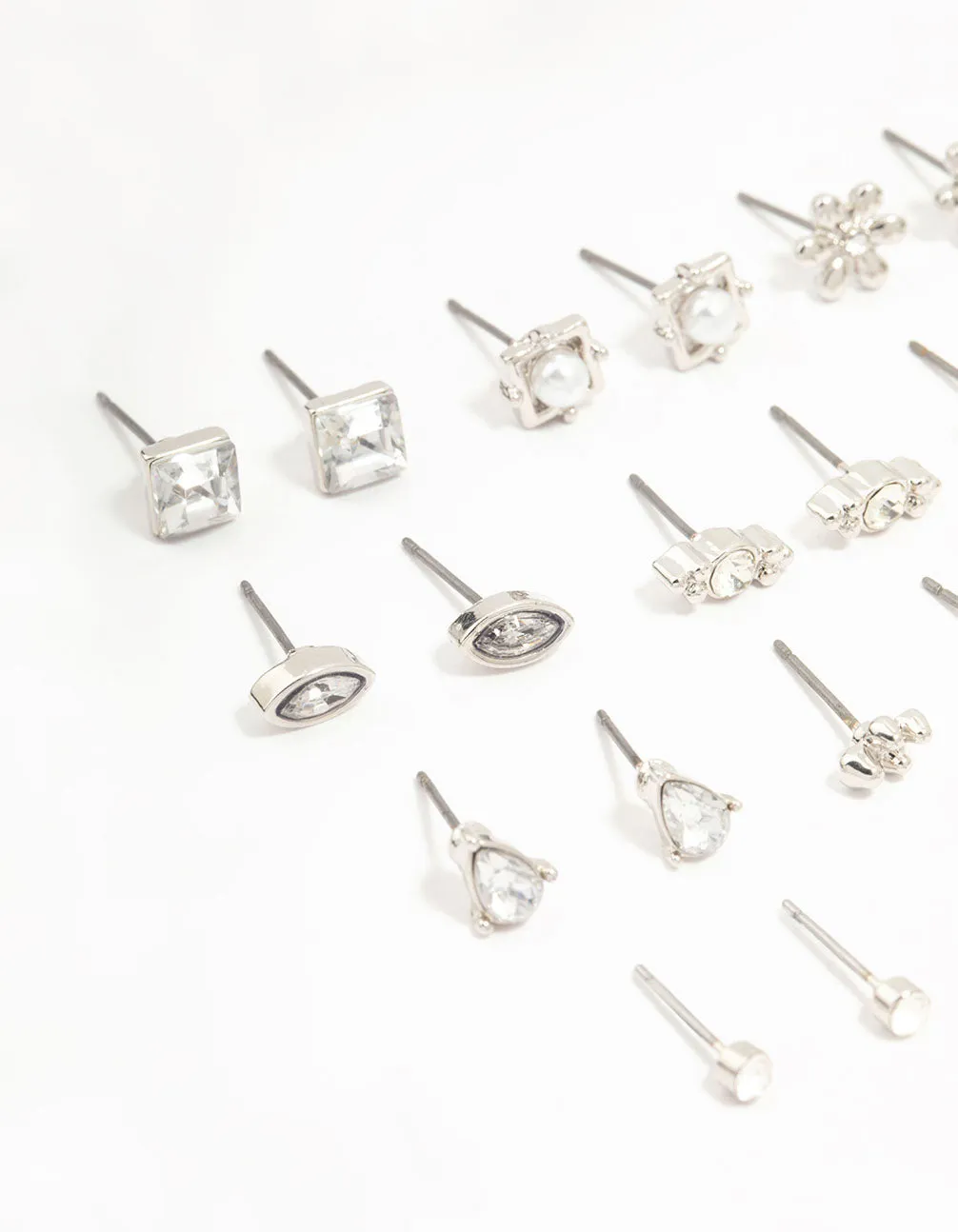 Silver Diamante Stud Earrings 12-Pack sold by lovisa product image thumbnail 3
