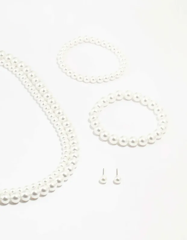 Double Beaded Strand Pearl Jewellery Set sold by lovisa
