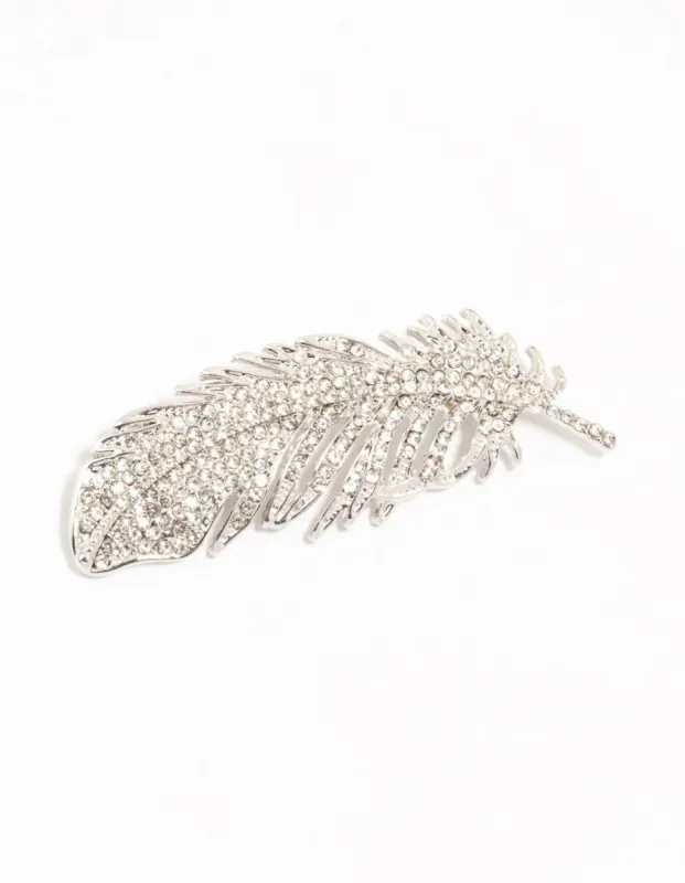 Silver Diamante Feather Brooch sold by lovisa