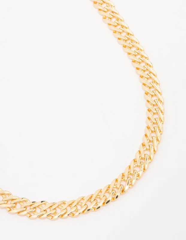 Gold Plated Flat Double Link Necklace sold by lovisa