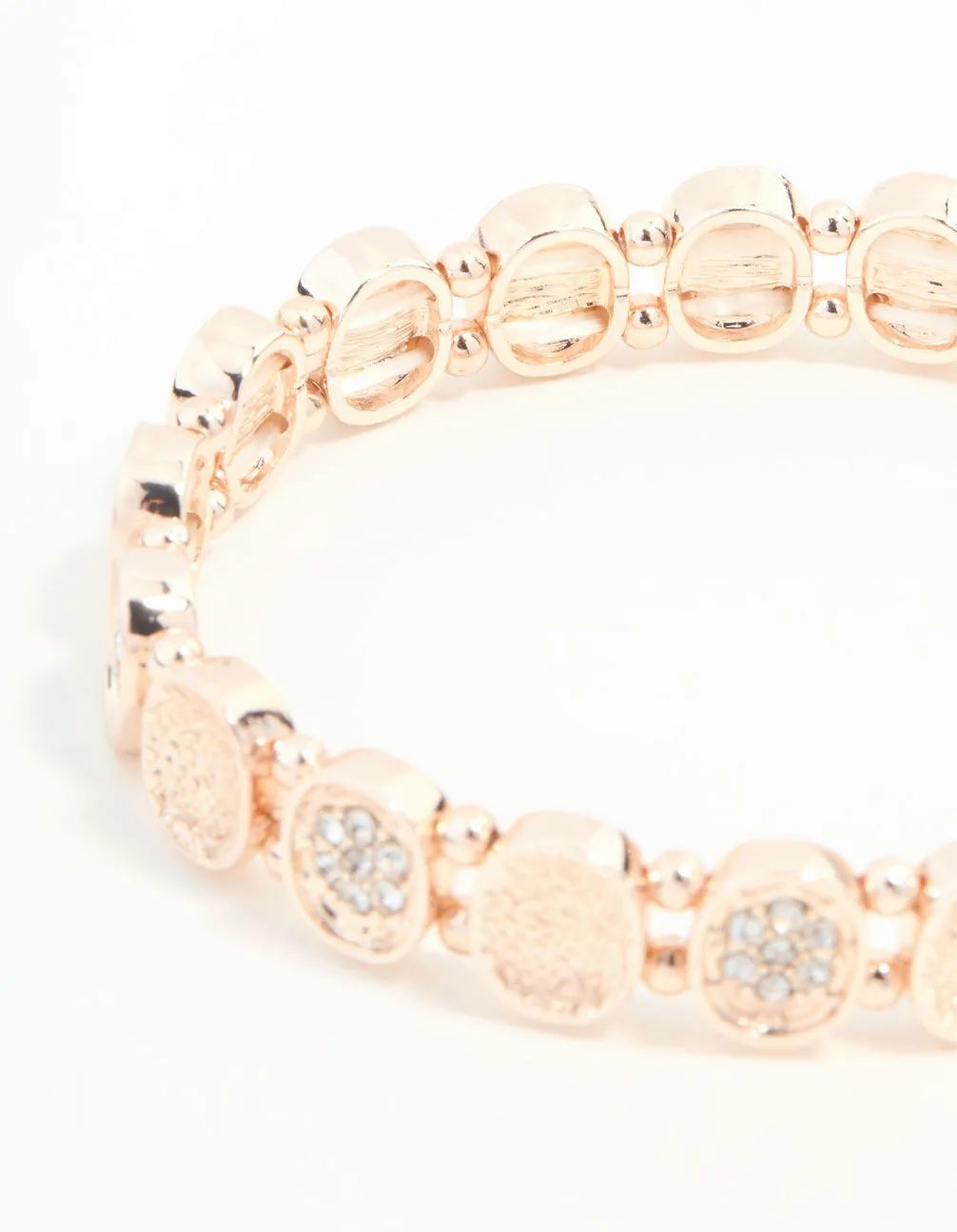 Rose Gold Bezel Disc & Diamante Stretch Bracelet sold by lovisa product image thumbnail 3