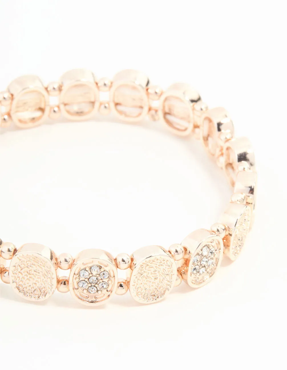 Rose Gold Bezel Disc & Diamante Stretch Bracelet sold by lovisa product image thumbnail 2