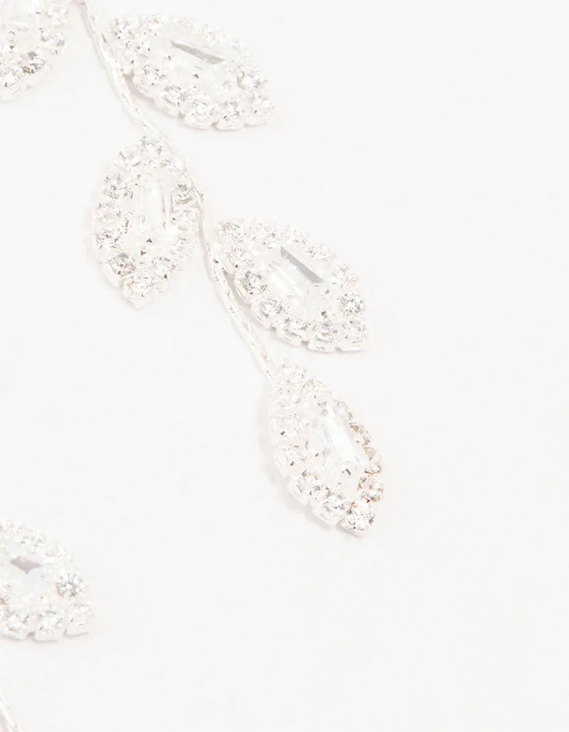 Silver Cubic Zirconia Leaf Drop Earrings sold by lovisa product image thumbnail 3