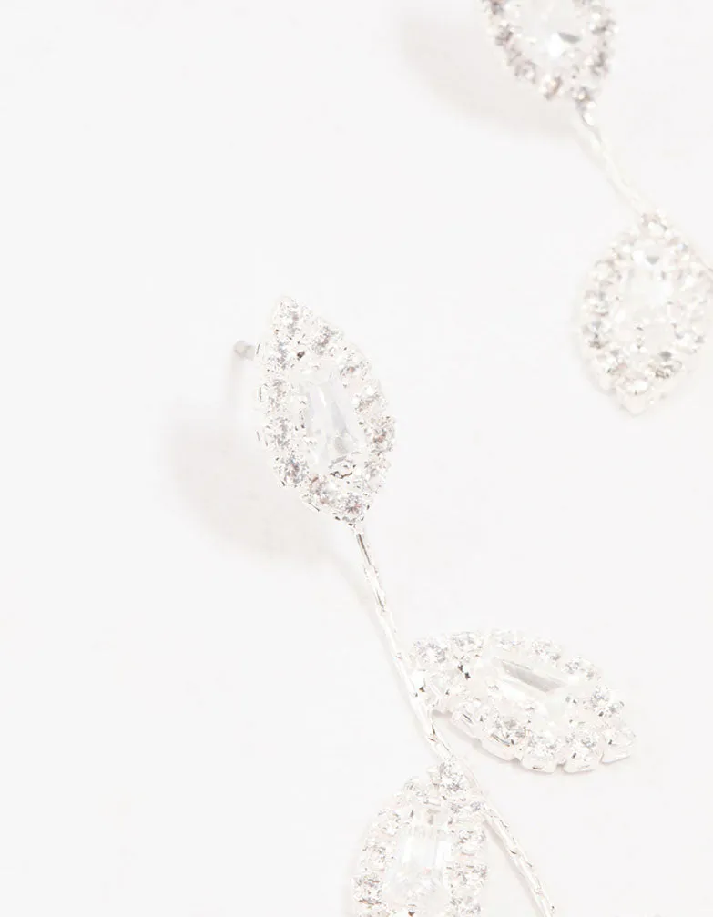 Silver Cubic Zirconia Leaf Drop Earrings sold by lovisa product image thumbnail 2