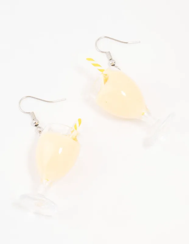 Yellow Pina Colada Cocktail Straw Drop Earrings sold by lovisa