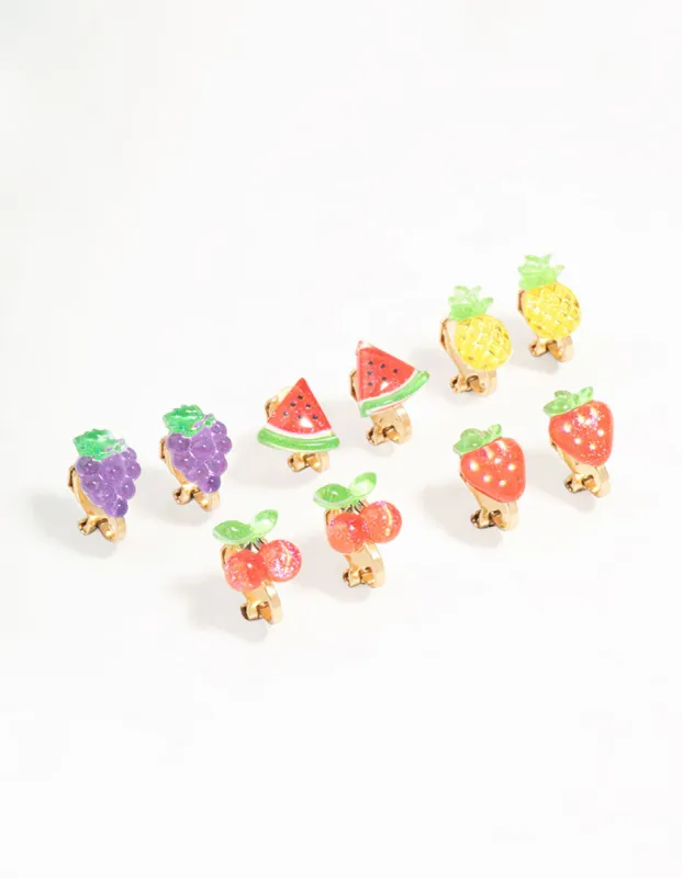 Gold Fruit Salad Clip On Earrings 5-Pack sold by lovisa