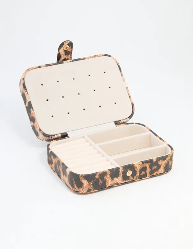 Leopard Print PU Leather Rectangle Jewellery Case sold by lovisa