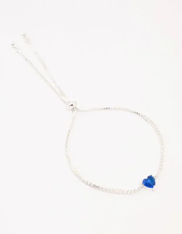 Silver Blue Heart Cubic Zirconia Tennis Bracelet sold by lovisa