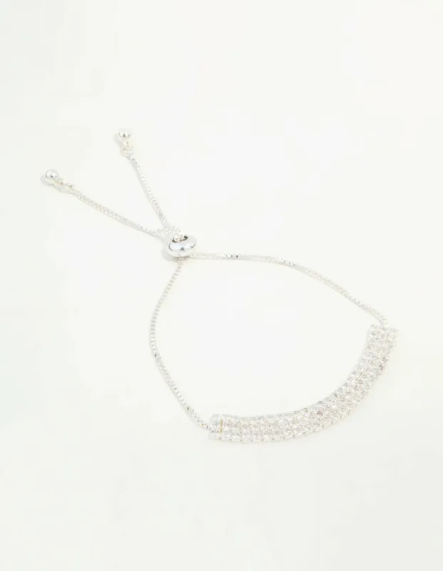 Silver Diamante Thick Cup chain Toggle Bracelet sold by lovisa