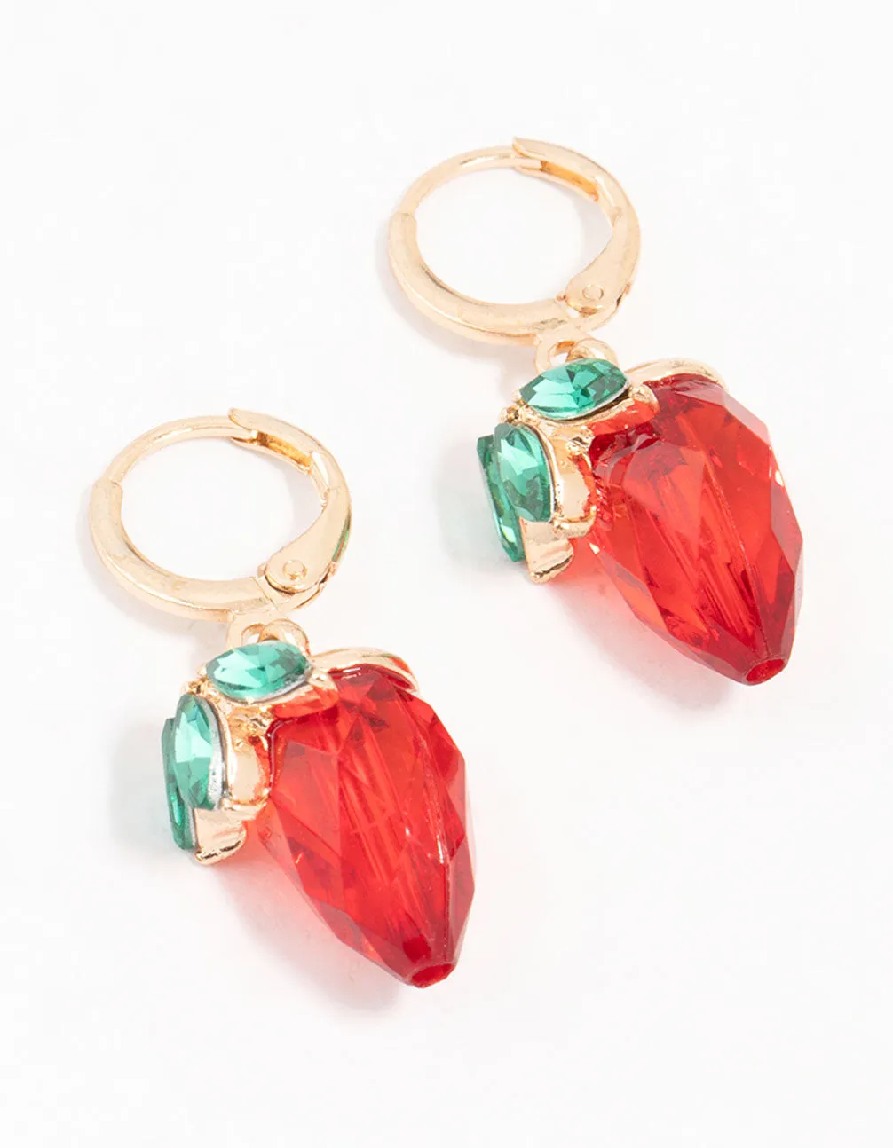 Gold Clicker Red Strawberry Drop Earrings sold by lovisa
