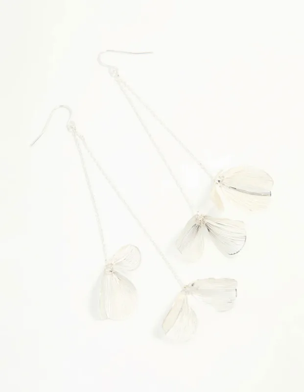 Silver Lazercut Leaf Drop Earrings sold by lovisa