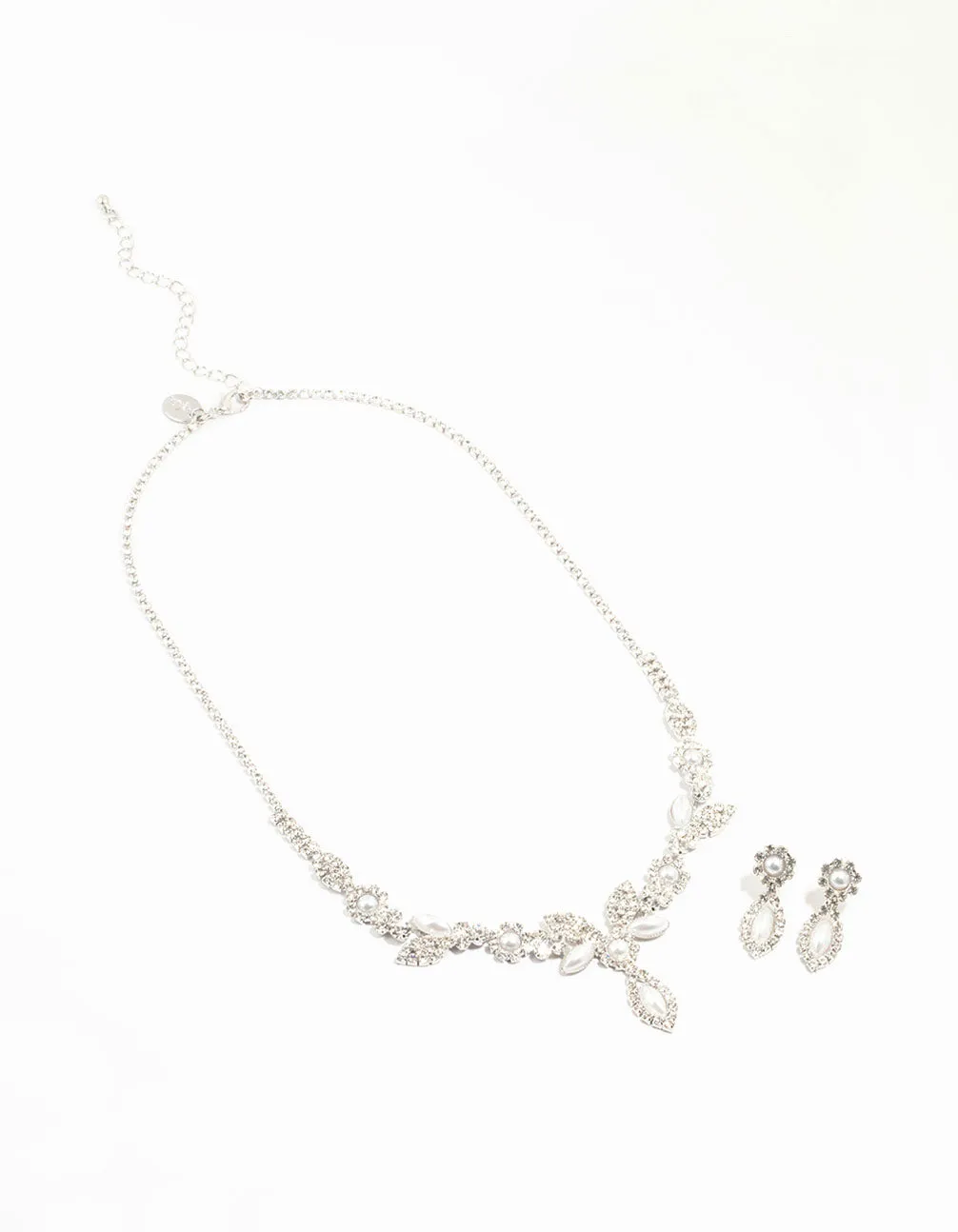 Silver Vine Diamante Pearl Necklace & Earrings Set sold by lovisa product image thumbnail 2