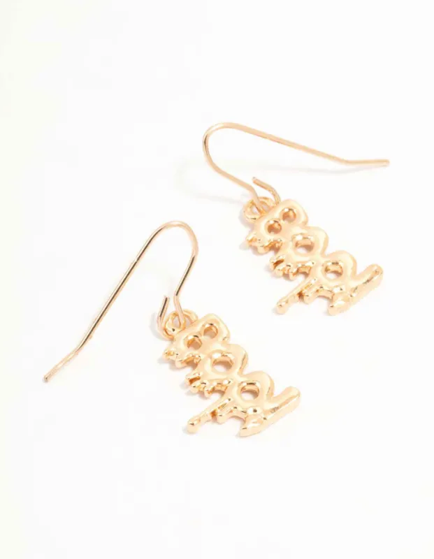 Gold Boo Drop Earrings sold by lovisa