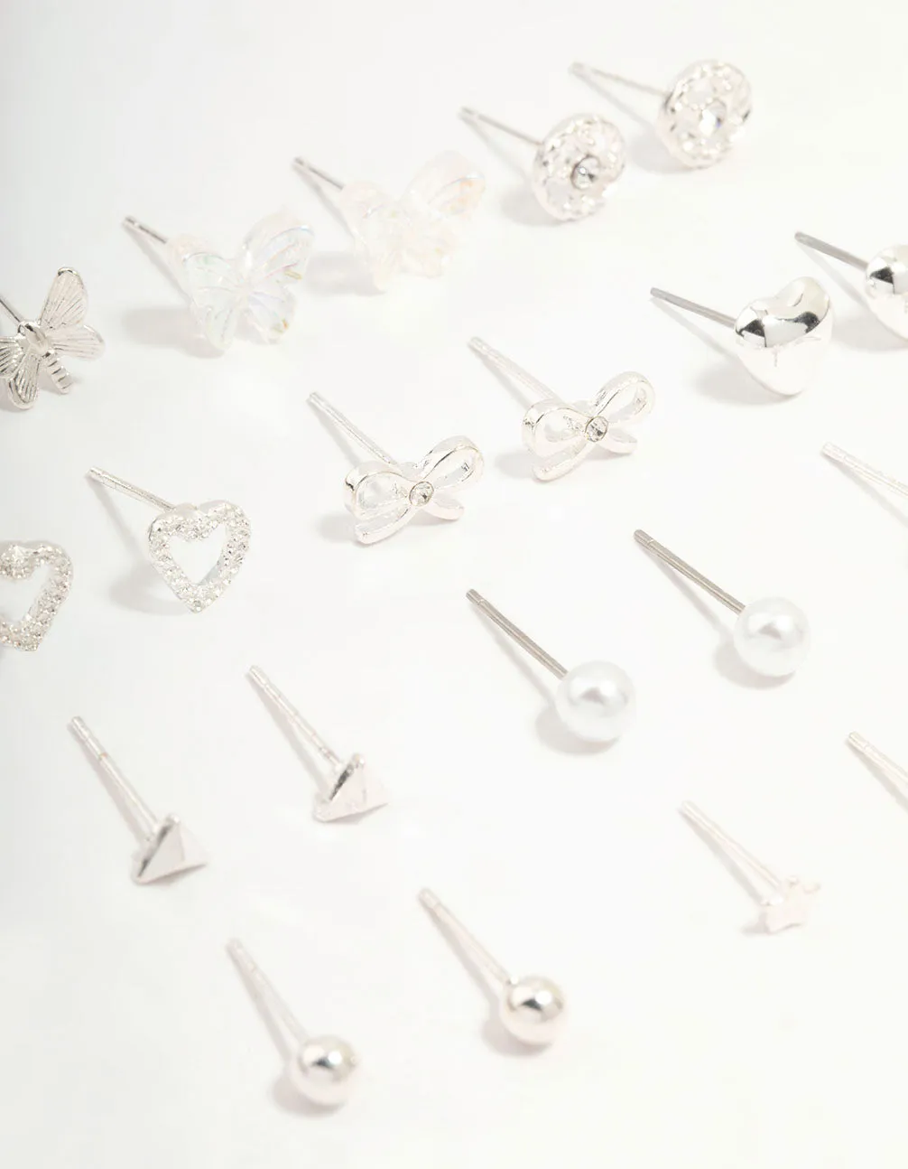 Silver Butterfly & Mixed Style Stud Earrings 12-Pack sold by lovisa product image thumbnail 2
