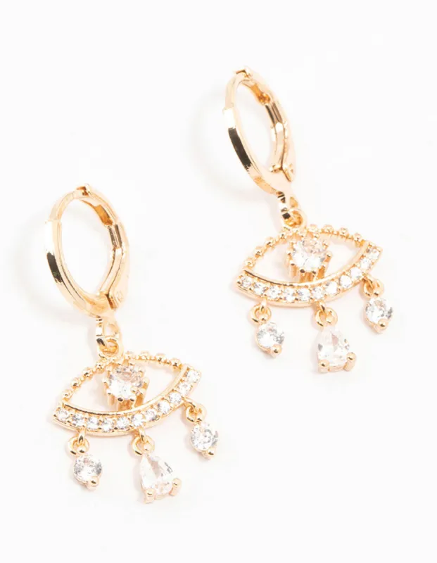 Gold Cubic Zirconia Evil Eye Huggie Earrings sold by lovisa