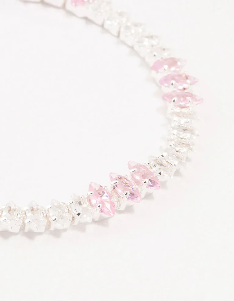 Silver Alternating Clear & Pink Marquise Cluster Cubic Zirconia Bracelet sold by lovisa product image thumbnail 2