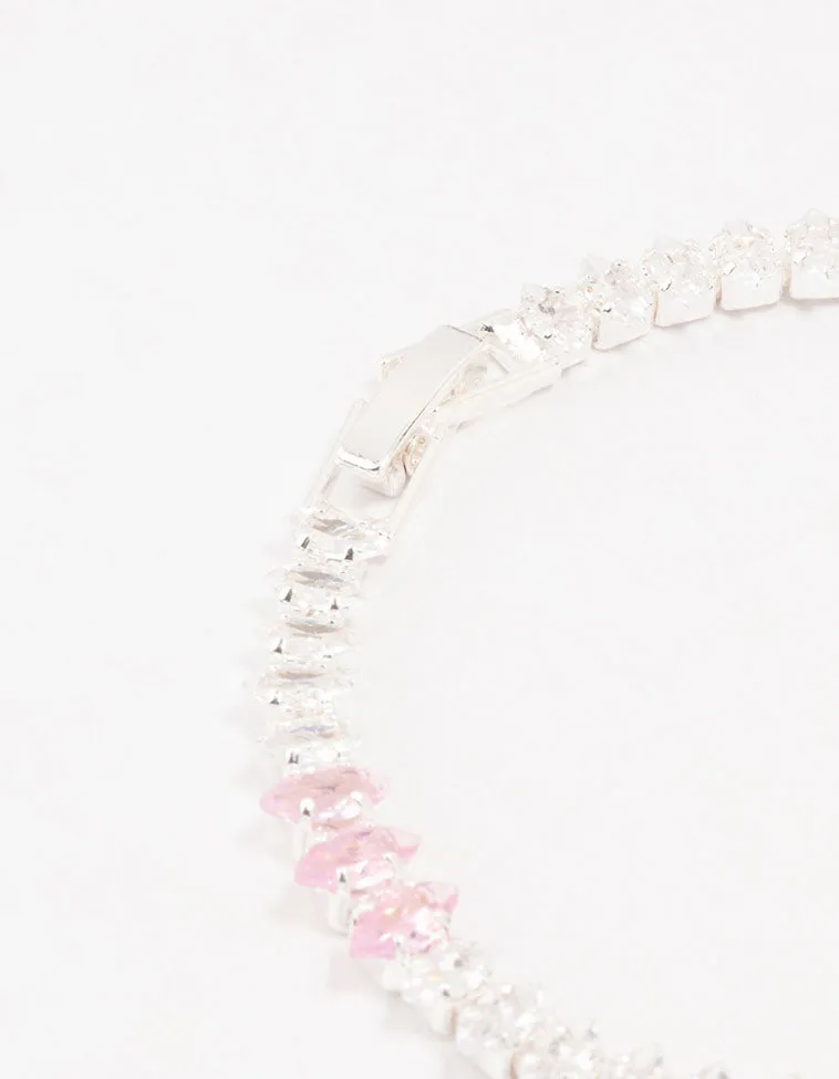 Silver Alternating Clear & Pink Marquise Cluster Cubic Zirconia Bracelet sold by lovisa product image thumbnail 3