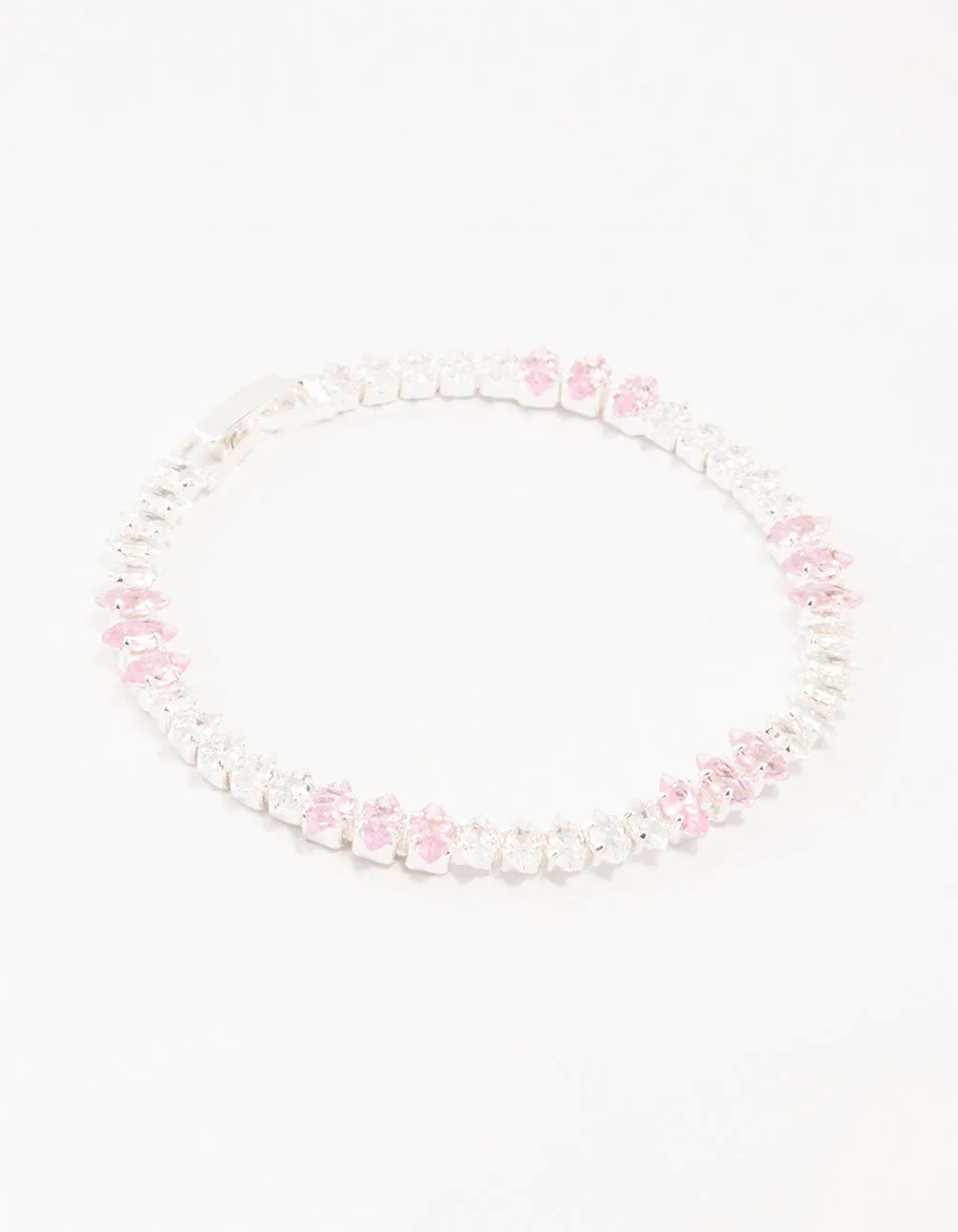 Silver Alternating Clear & Pink Marquise Cluster Cubic Zirconia Bracelet sold by lovisa