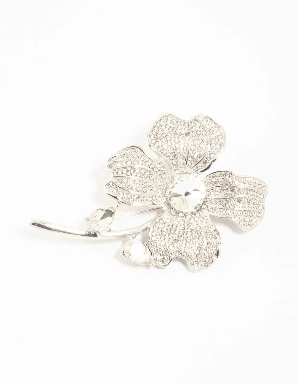 Silver Diamante Flower Brooch sold by lovisa