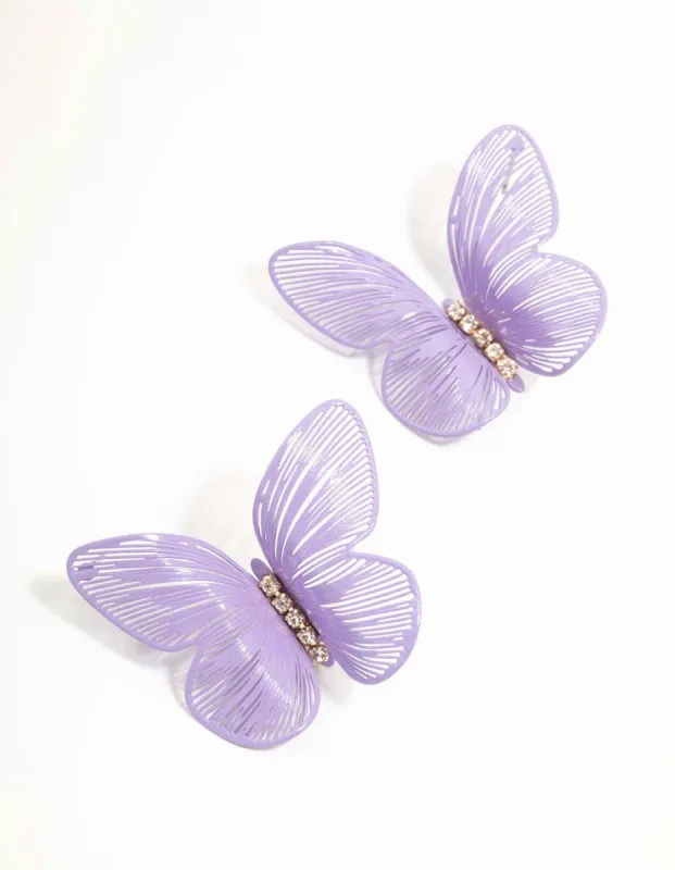 Purple Laser Cut Butterfly Stud Earrings sold by lovisa