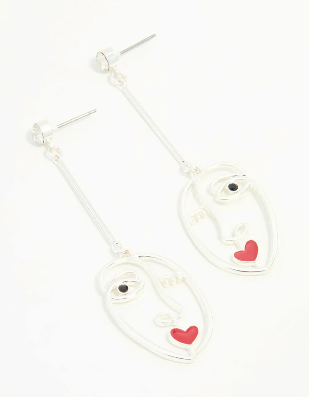 Silver Diamante Face Drop Earrings sold by lovisa