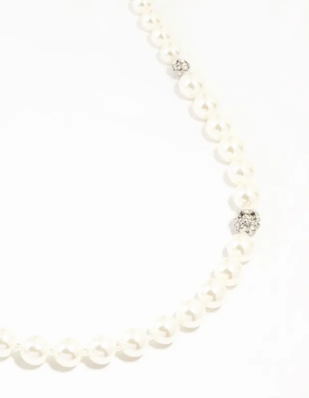 Beaded Graduating Pearl Diamante Necklace sold by lovisa