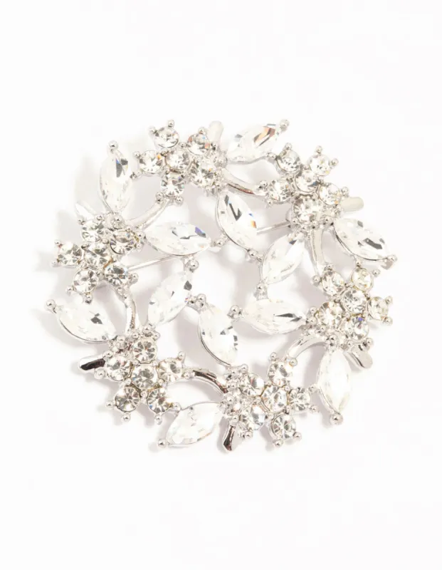 Silver Diamante Circle Brooch sold by lovisa