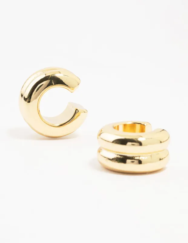 Gold Plated Ribbed Ear Cuffs sold by lovisa