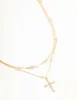 Gold Layered Diamante Cross & Pearl Necklace sold by lovisa