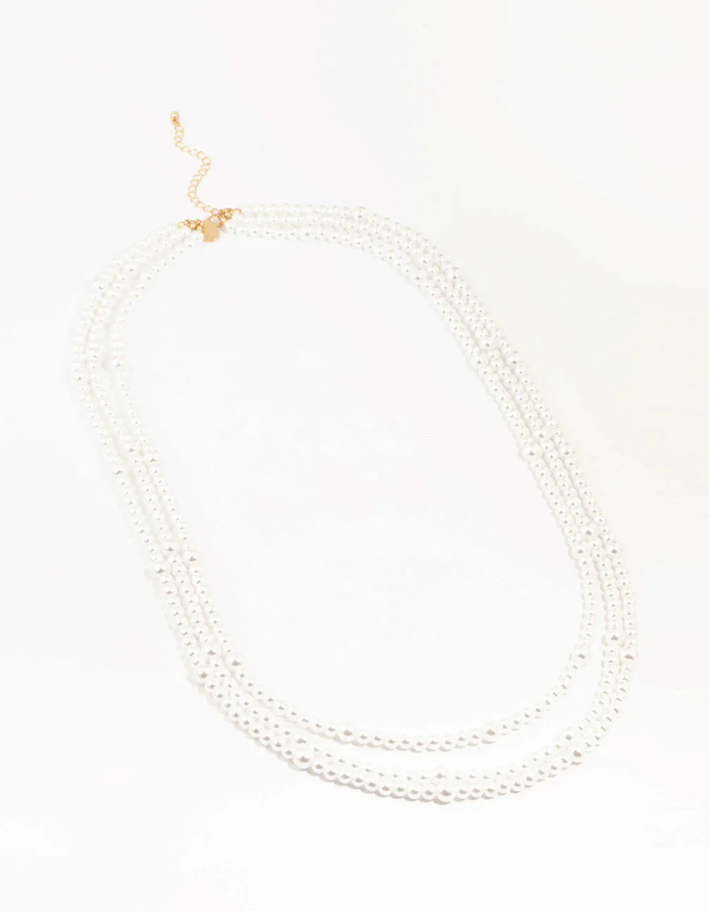 Beaded Alternating Pearl Metal Gold Necklace sold by lovisa