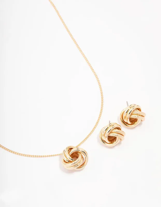 Gold Round Knotted Jewellery Set sold by lovisa