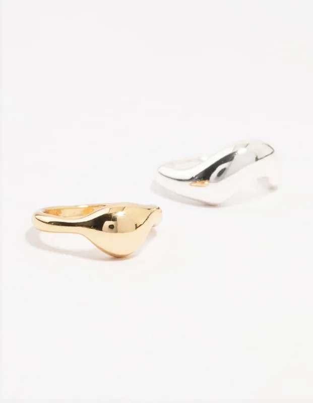 Mixed Metals Irregular Stacking 2-Pack sold by lovisa