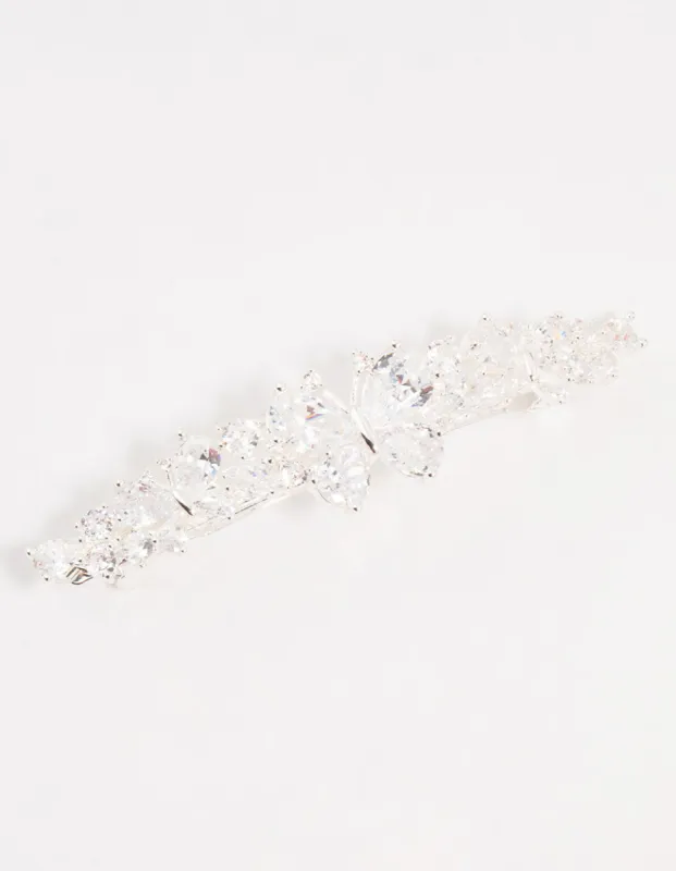 Silver Cubic Zirconia Butterfly Cluster Hair Clip sold by lovisa