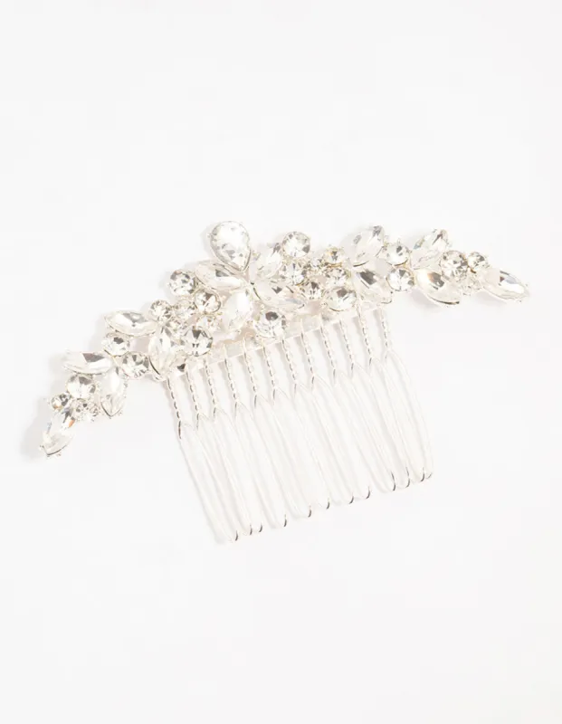 Silver Mixed Cut Cubic Zirconia Hair Comb sold by lovisa