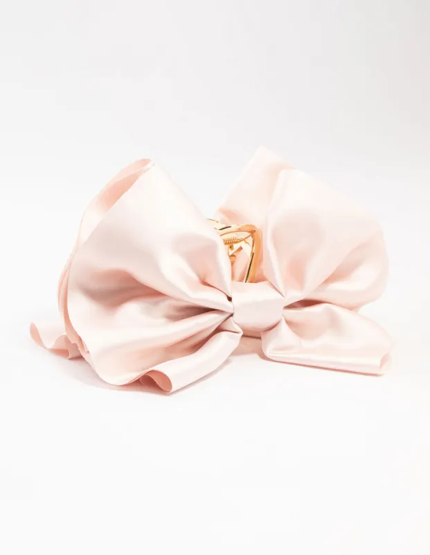 Large Pink Bows Gold Claw Clip sold by lovisa