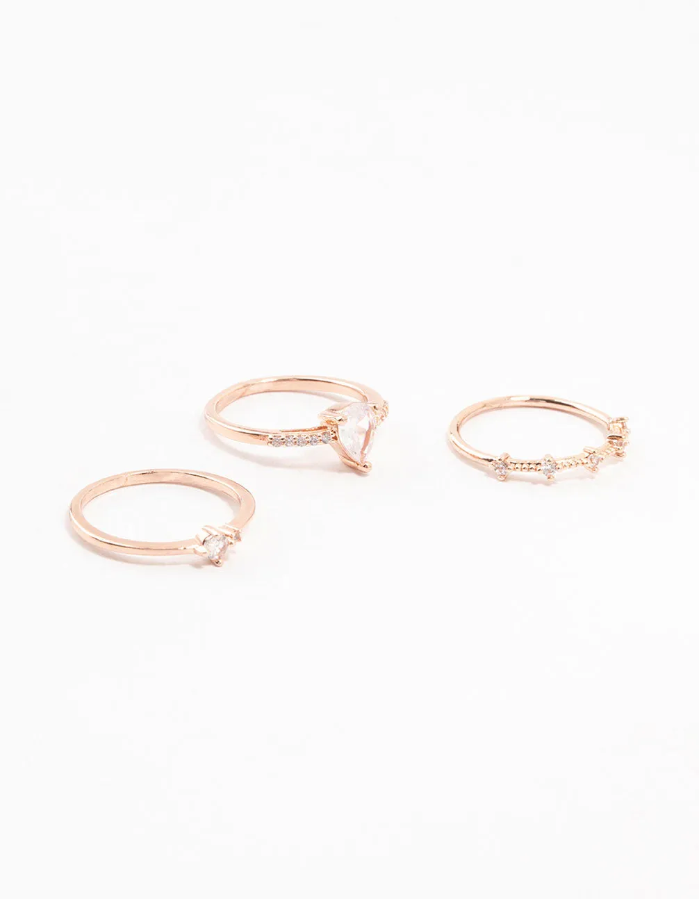 Rose Gold Plated Elegant Pear Stacking Rings 3-Pack sold by lovisa
