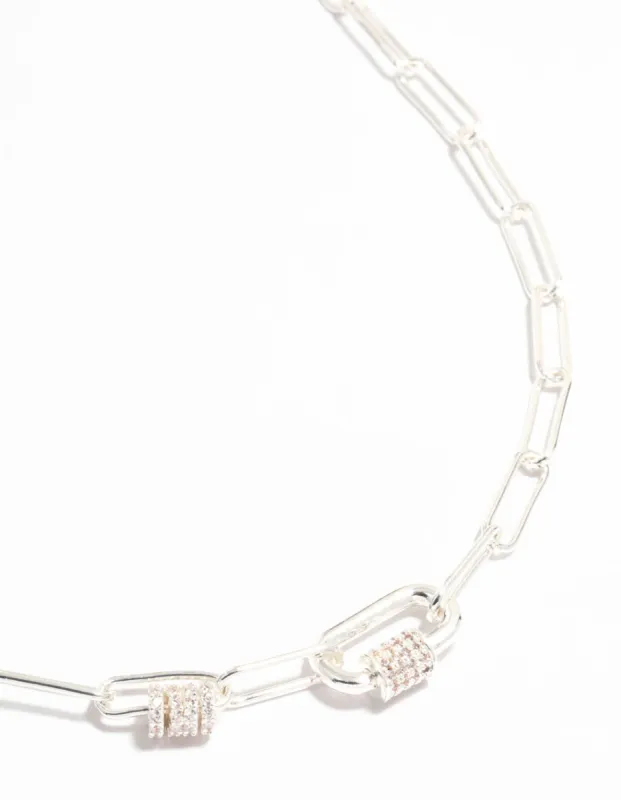 Silver Plated Oval Linked Necklace sold by lovisa