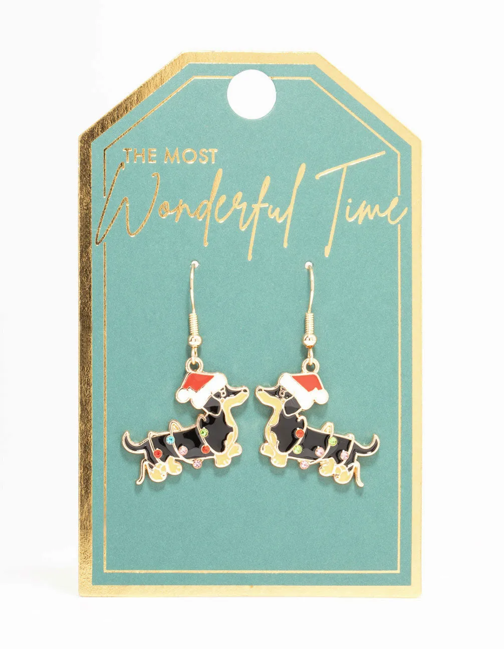 Black Dachshund Dog Gold Drop Earrings sold by lovisa product image thumbnail 3