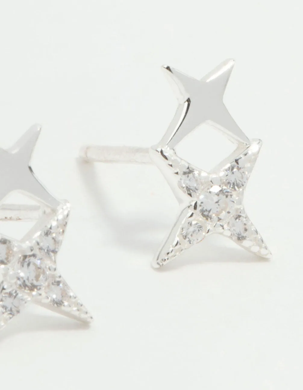 Sterling Silver Cubic Zirconia Double Star Stud Earrings sold by lovisa product image thumbnail 2