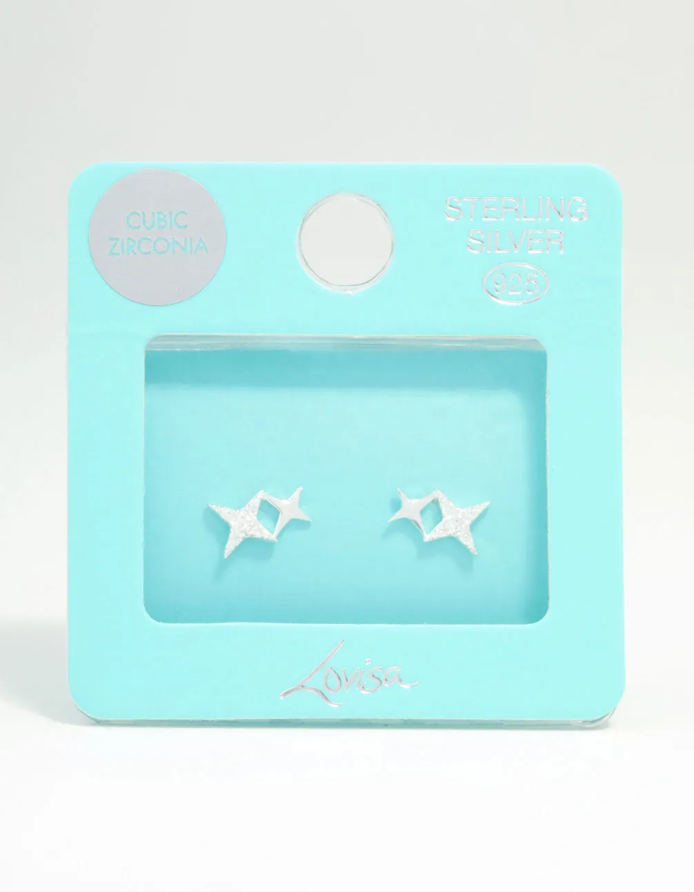 Sterling Silver Cubic Zirconia Double Star Stud Earrings sold by lovisa product image thumbnail 3