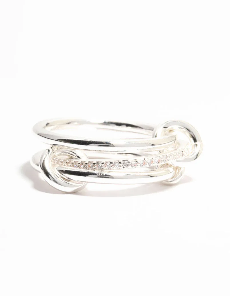 Sleek Silver Plated Stacked Ring With Connected Links sold by lovisa product image thumbnail 3