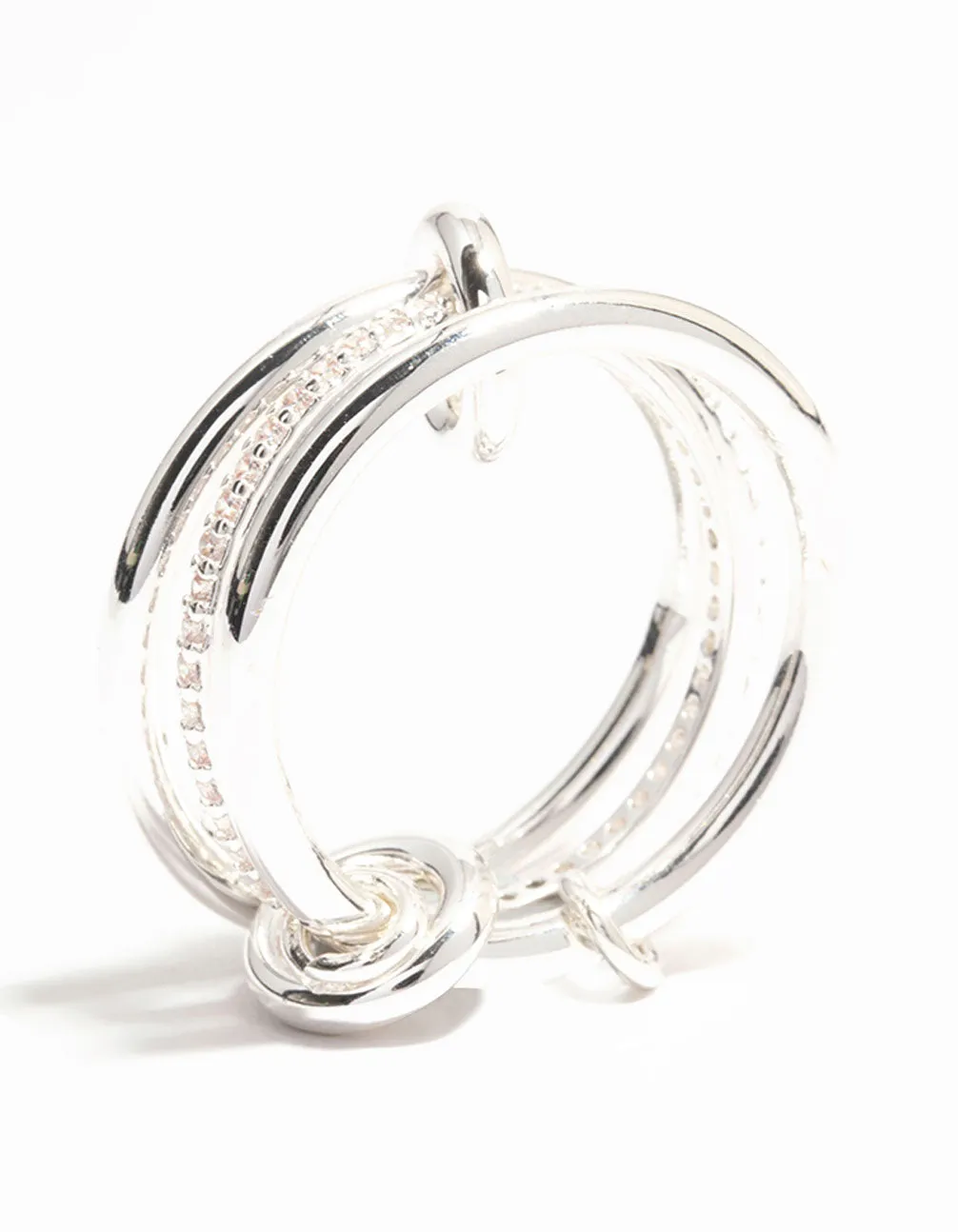 Sleek Silver Plated Stacked Ring With Connected Links sold by lovisa product image thumbnail 2