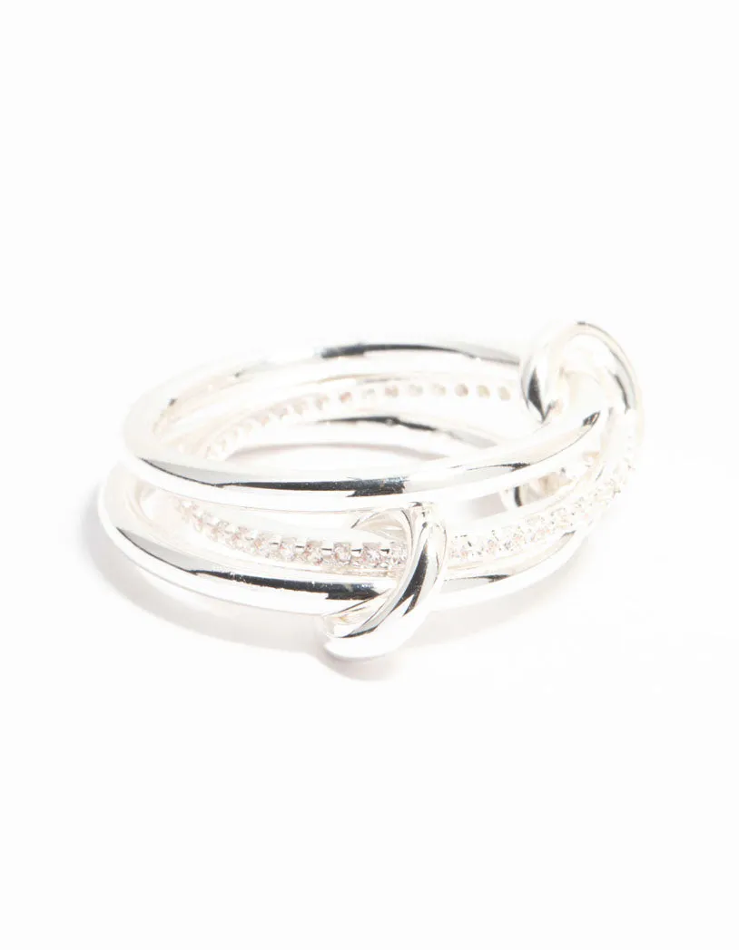 Sleek Silver Plated Stacked Ring With Connected Links sold by lovisa