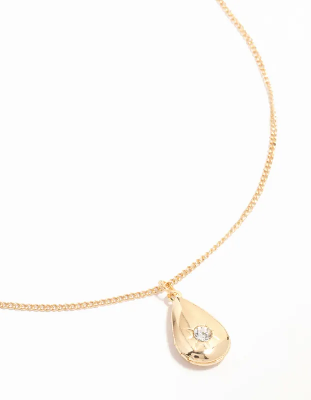 Gold Pear Shaped Locket Necklace sold by lovisa