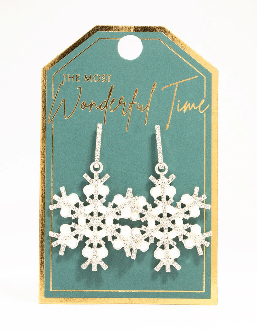 Silver Pearl & Diamante Snowflake Earrings sold by lovisa