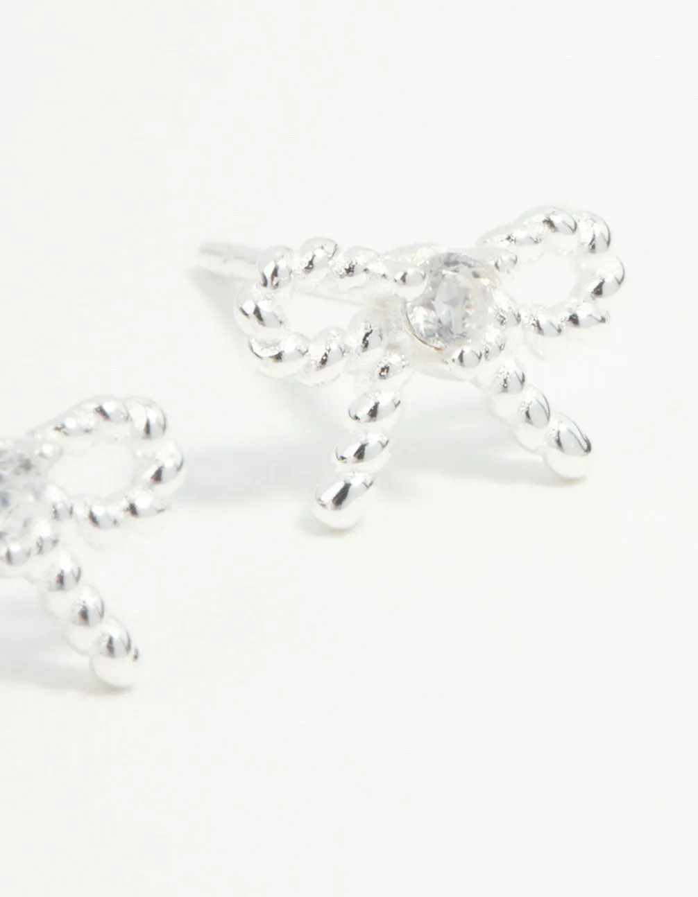 Sterling Silver Textured Bow Stud Earrings sold by lovisa product image thumbnail 2