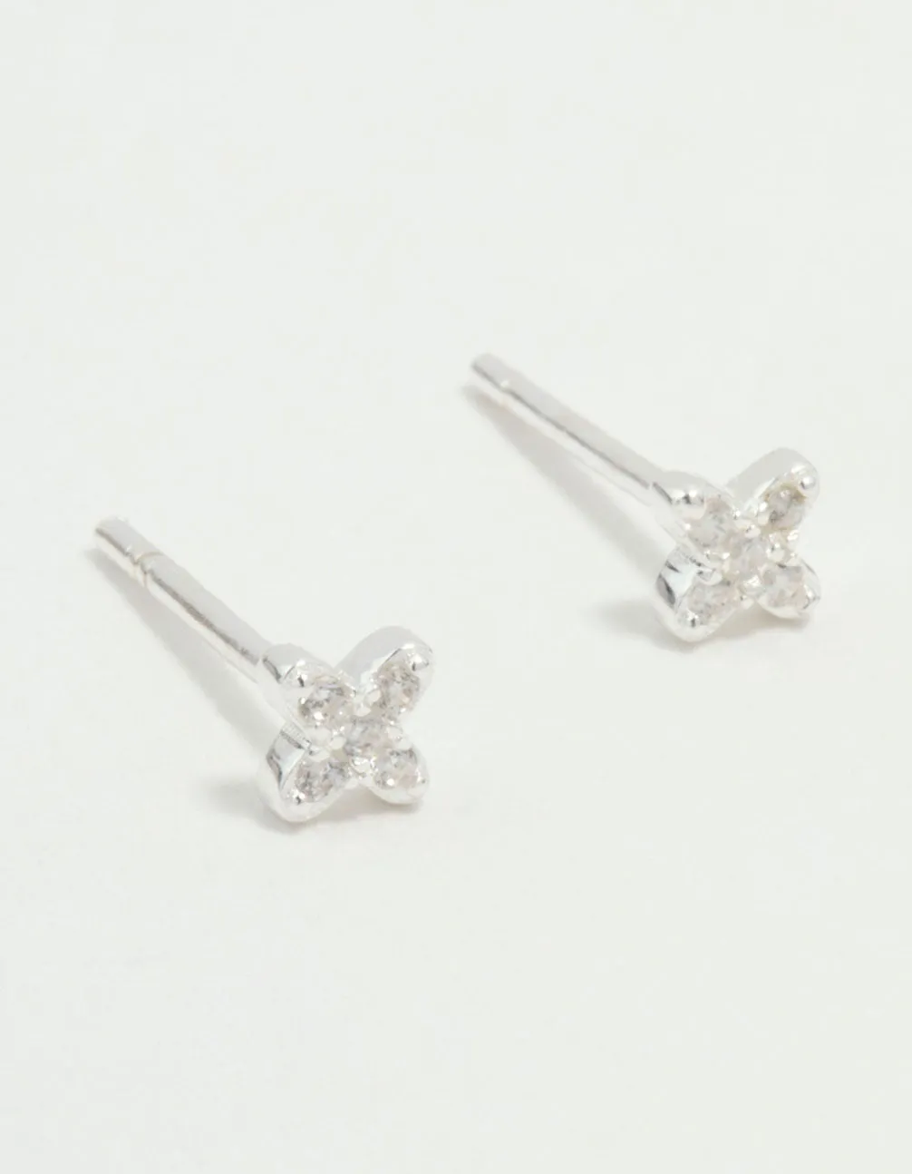 Mini Sterling Silver Cubic Zirconia Flower Stud Earrings sold by lovisa