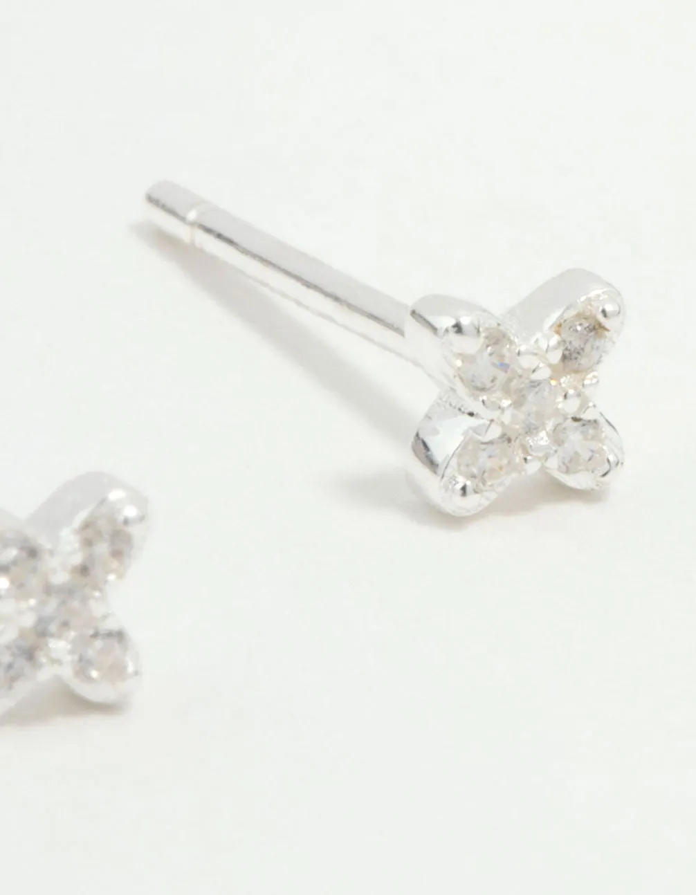 Mini Sterling Silver Cubic Zirconia Flower Stud Earrings sold by lovisa product image thumbnail 4