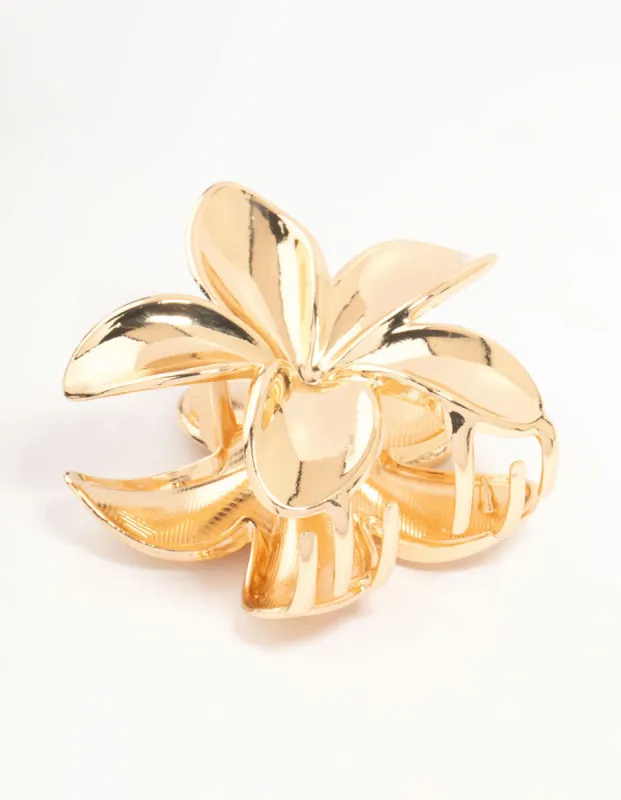 Gold Frangipani Hair Claw Clip sold by lovisa
