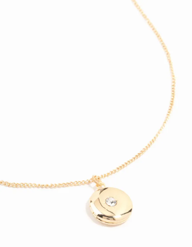 Gold Circle Locket Necklace sold by lovisa